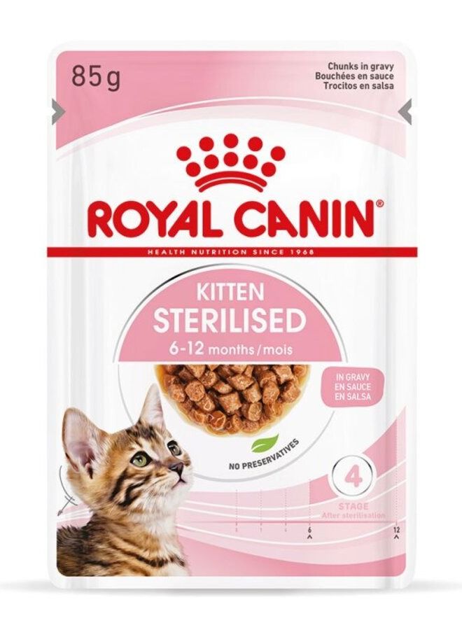 ROYAL CANIN التغذية الصحية - قطع طعام معقمة للقطط الصغيرة في المرق 12 × 85 جم - Image 2