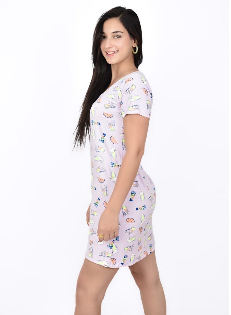 Women's short lightweight nightdress for girls and women – Perfect for hot summer days – Comfortable for home and sleep – Features cute prints.  - Image 1