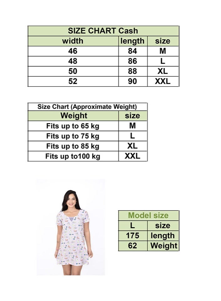 Women's short lightweight nightdress for girls and women – Perfect for hot summer days – Comfortable for home and sleep – Features cute prints.  - Image 4