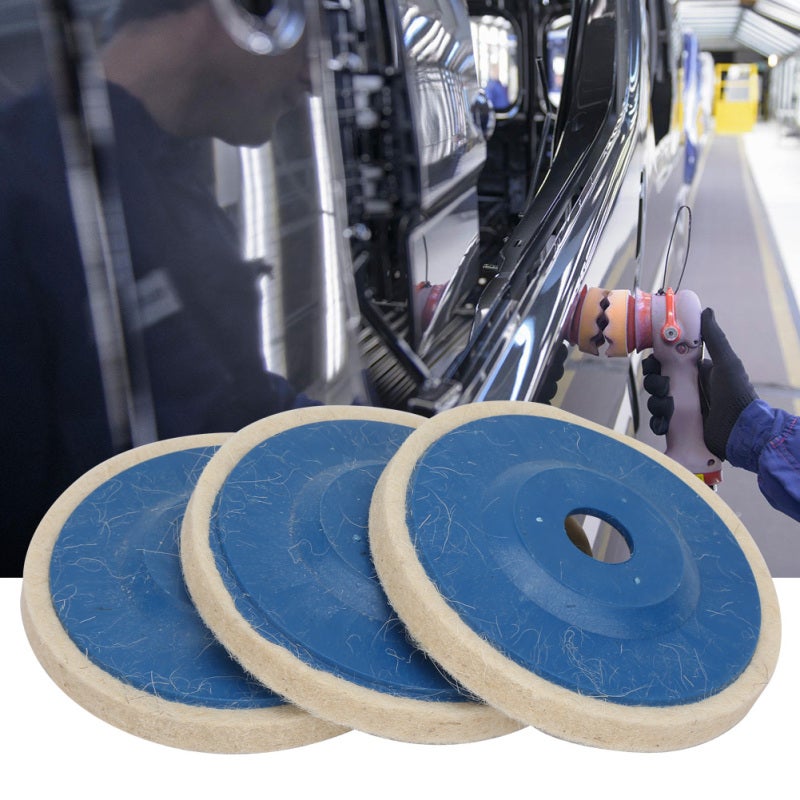 4 Inch Angled Wool Polishing Wheel 3 Pcs - Durable Versatile Felt Disc Polishing Tool for Furniture Car Marble Metal and Jewelry - Image 3