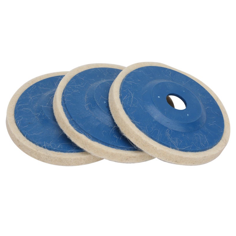4 Inch Angled Wool Polishing Wheel 3 Pcs - Durable Versatile Felt Disc Polishing Tool for Furniture Car Marble Metal and Jewelry - Image 1