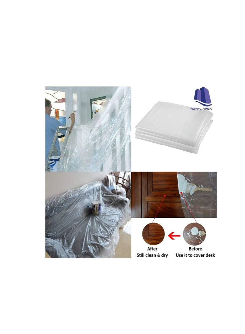 Painters Polythene Sheet Plastic Drop Cloths Sheet, Waterproof Anti-dust Furniture Cover, Disposable Tarp for Painting for Couch Cover and Furniture Cover (200G x 8 Meter)  - Image 2