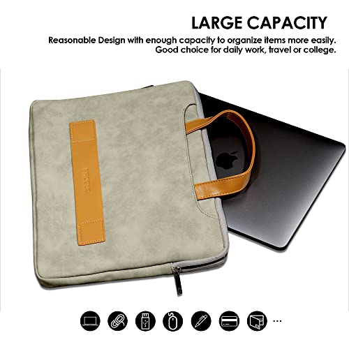 Probus Suede Polyester Water Resistant 14" to 15.6" Laptop Sleeve Bag with Utility Pouch | Grey - Image 5