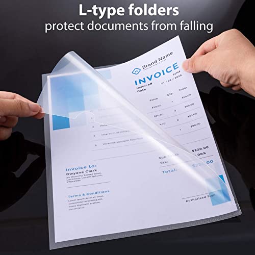WeKonnect , L Folder File|A4, Letter Size Durable Clear Transparent Plastic File Folders|Paper Holders Organizer Document Sleeves For Protection|For School,Offices & Projects (Pack Of 100) - Image 3