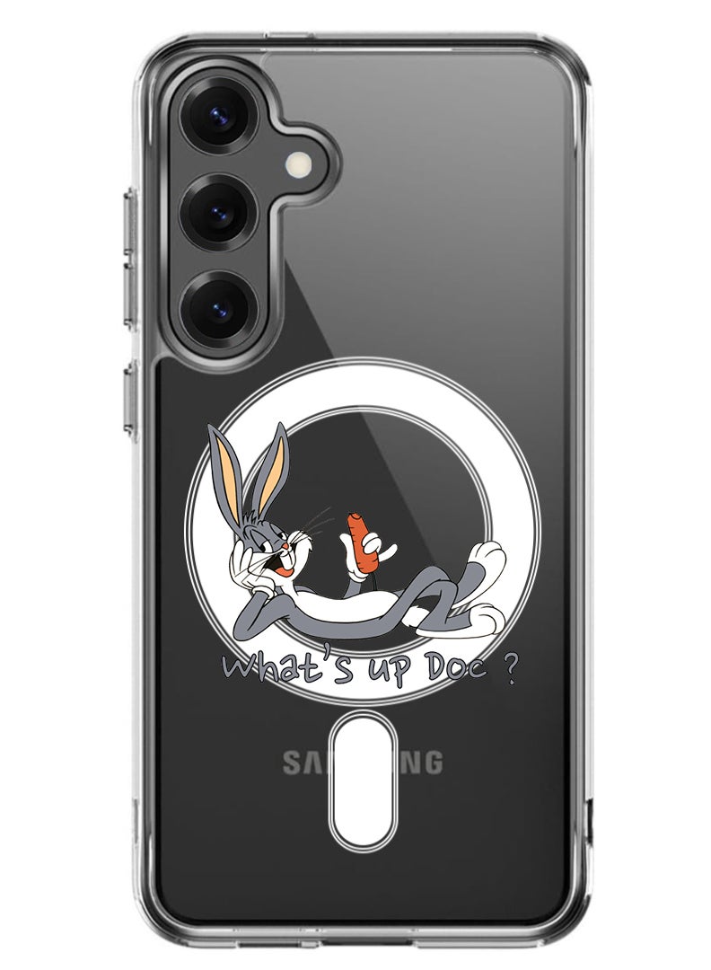 Theodor Magnetic Case for Samsung Galaxy S25 6.2-inch Compatible with MagSafe Wireless Charging, Shockproof Phone Bumper Cover Whats up Doc - Image 1