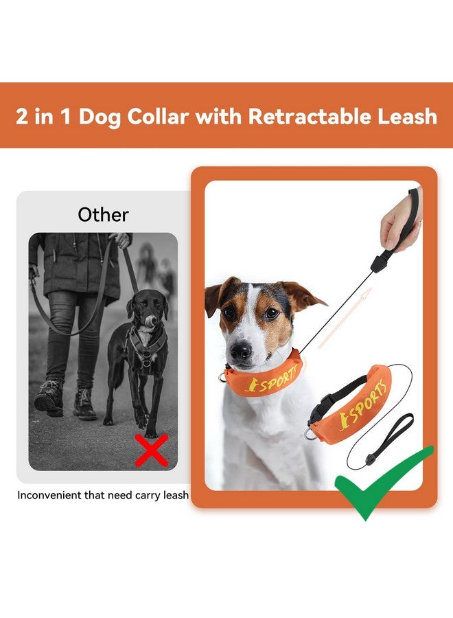 NAMSAN Retractable Dog Leash Collar for Medium to Large Dogs, Dog Collar with Retractable Leash Built-in, All-in-One, Adjustable, Orange - Image 5
