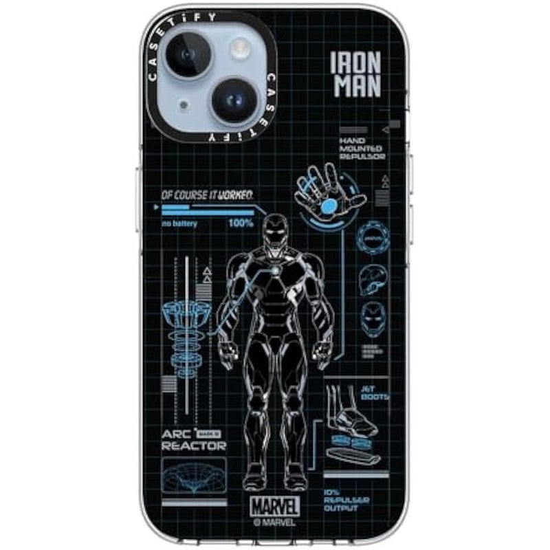 Casetify Clear iPhone 14 Case 【Iron Man Co-Lab/Not Yellowing / 6.6ft Drop Protection/Compatible with Magsafe】 - Iron Man Blue Print Tech - Blue - Clear - Image 4