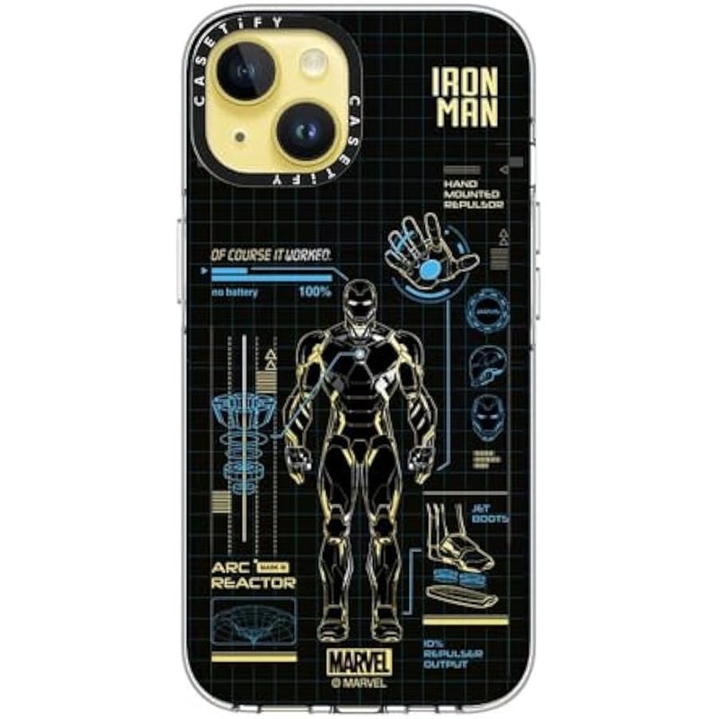 Casetify Clear iPhone 14 Case 【Iron Man Co-Lab/Not Yellowing / 6.6ft Drop Protection/Compatible with Magsafe】 - Iron Man Blue Print Tech - Blue - Clear - Image 3