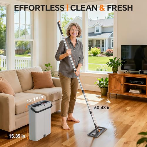 POPMOP Compact Floor Mop and Bucket - Flat Mop and Bucket with Wringer Set Hands Free | Wet Dry Mop for Apartment, Tiny Home, RV, Windows, Wall, Hardwood, Vinyl, Floor with 6 Microfiber Cloths - Image 4