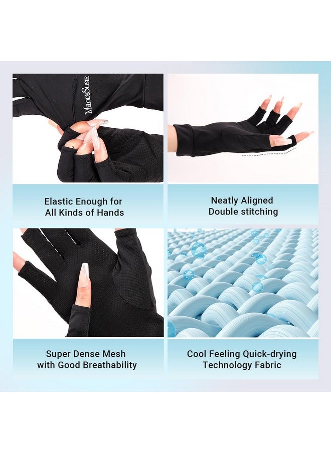 MelodySusie - Premium Uv Gloves For Nails Professional Upf 99+ Uv Protection Gloves For Manicures Cool Feeling Fabric Nail Art Skin Care Fingerless Anti Uv Glove Protect Hands From Uv Harm - Image 1