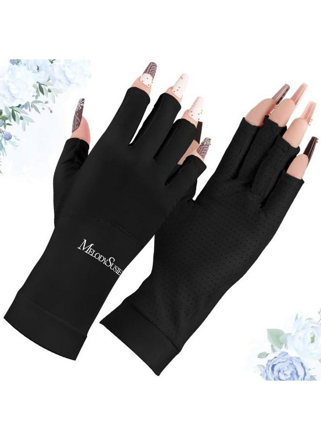MelodySusie - Premium Uv Gloves For Nails Professional Upf 99+ Uv Protection Gloves For Manicures Cool Feeling Fabric Nail Art Skin Care Fingerless Anti Uv Glove Protect Hands From Uv Harm - Image 1