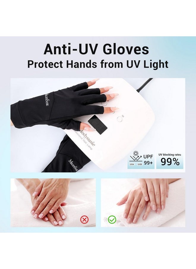 MelodySusie - Premium Uv Gloves For Nails Professional Upf 99+ Uv Protection Gloves For Manicures Cool Feeling Fabric Nail Art Skin Care Fingerless Anti Uv Glove Protect Hands From Uv Harm - Image 1
