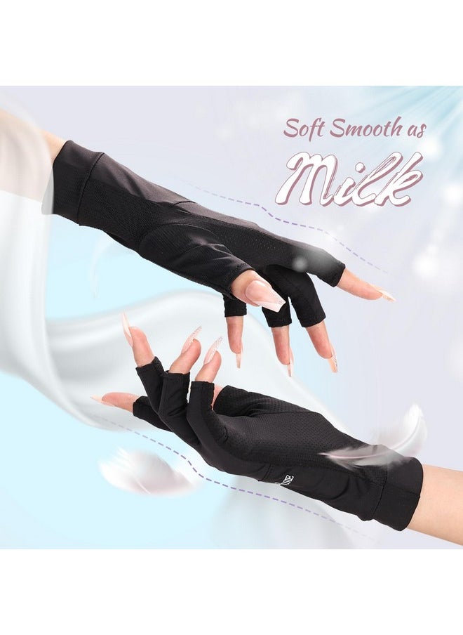 MelodySusie - Premium Uv Gloves For Nails Professional Upf 99+ Uv Protection Gloves For Manicures Cool Feeling Fabric Nail Art Skin Care Fingerless Anti Uv Glove Protect Hands From Uv Harm - Image 1