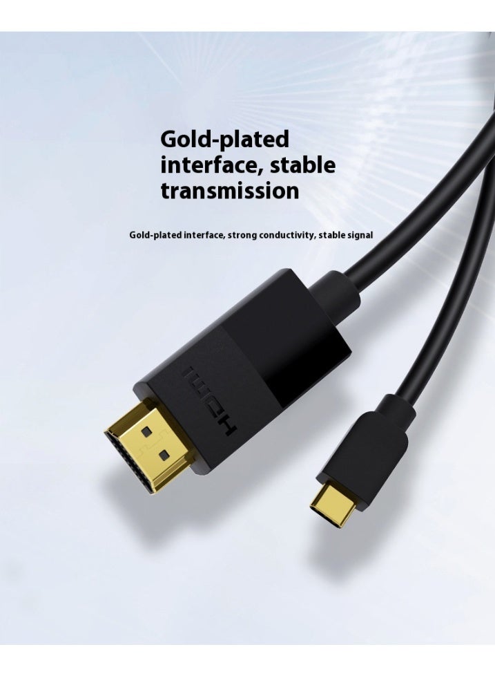 كابل Type-C إلى HDMI بدقة 4K 60Hz – وضع مزدوج، جاهز للتوصيل والتشغيل، بموصلات مطلية بالذهب، مزامنة الصوت والفيديو، متوافق مع الهواتف/الأجهزة اللوحية/الحواسيب المحمولة للتوصيل بالتلفاز أو البروجيكتور - Image 1