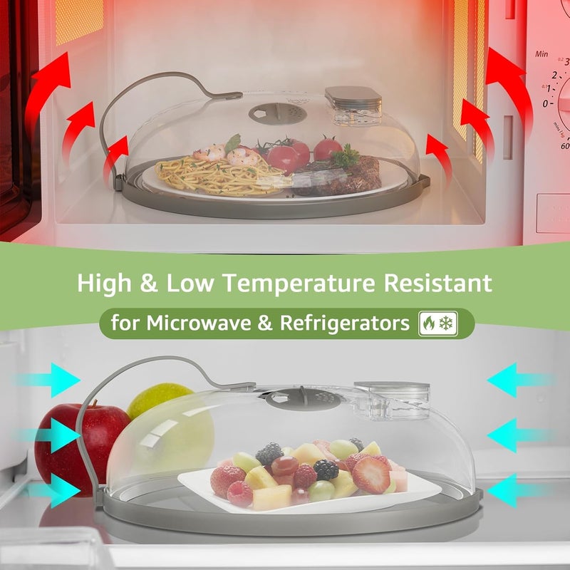 NUTIKAS Microwave Splatter Cover with Water Steamer for Food - 10 Inch Steam Microwave Splatter Guard with Handle Plate Covers for Heating Food Splash Oven Lid with Built in Steamer - Image 5