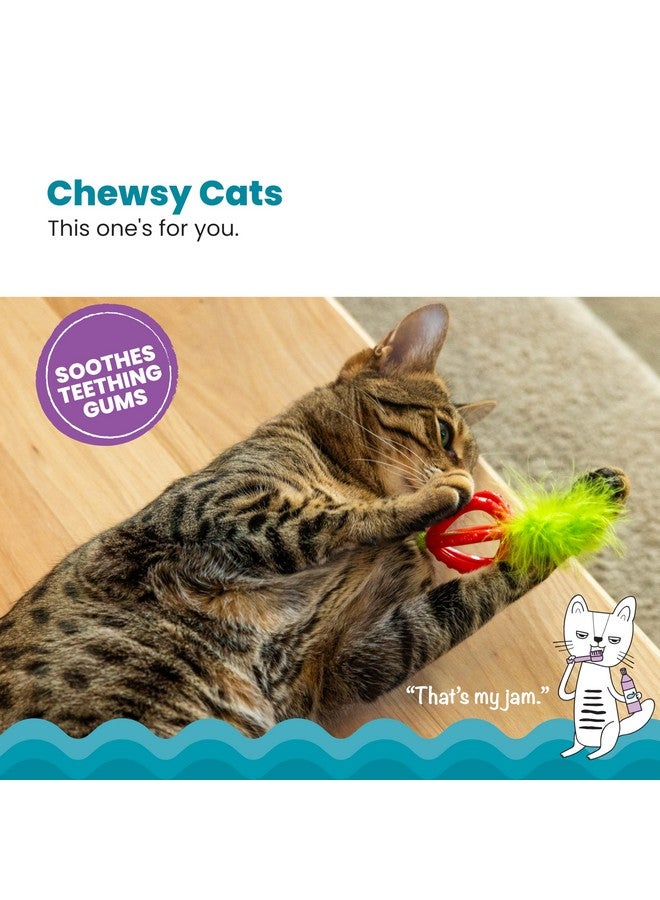 مراحل القطط عضاضة أسنان كات ستيجز على شكل فراولة، لعبة مضغ ناعمة وملمسها مميز للقطط، مطلية بزيت النعناع البري، لون وردي - Image 2