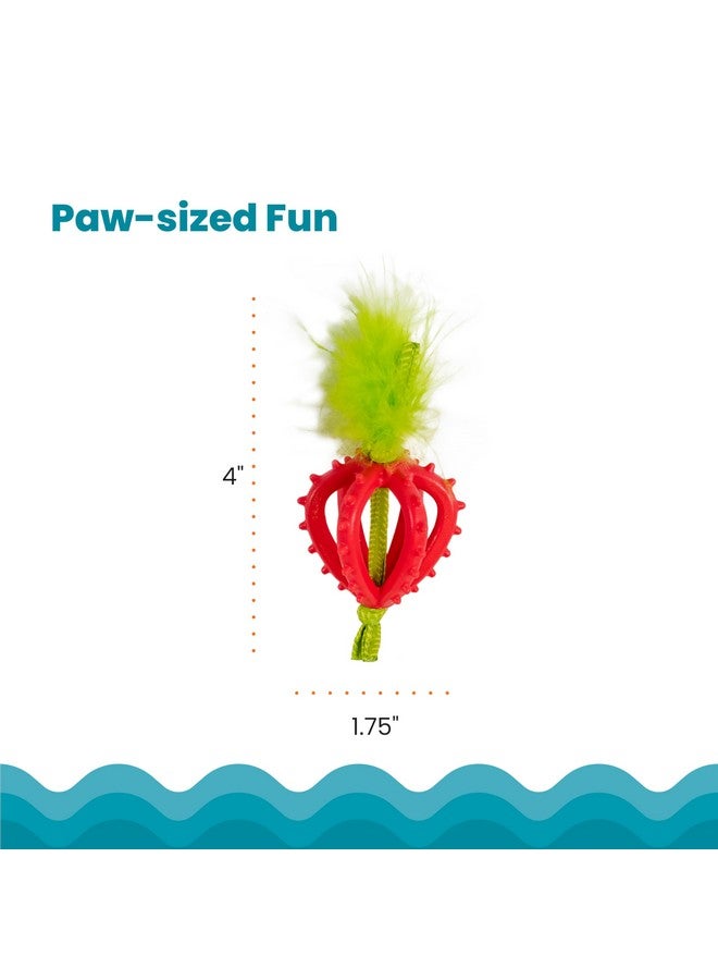مراحل القطط عضاضة أسنان كات ستيجز على شكل فراولة، لعبة مضغ ناعمة وملمسها مميز للقطط، مطلية بزيت النعناع البري، لون وردي - Image 5