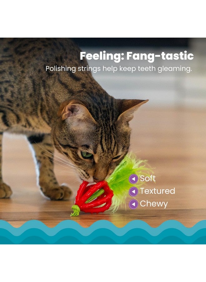 مراحل القطط عضاضة أسنان كات ستيجز على شكل فراولة، لعبة مضغ ناعمة وملمسها مميز للقطط، مطلية بزيت النعناع البري، لون وردي - Image 3