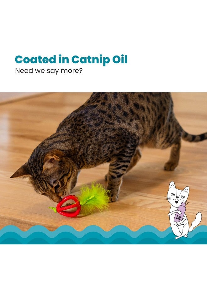 مراحل القطط عضاضة أسنان كات ستيجز على شكل فراولة، لعبة مضغ ناعمة وملمسها مميز للقطط، مطلية بزيت النعناع البري، لون وردي - Image 4