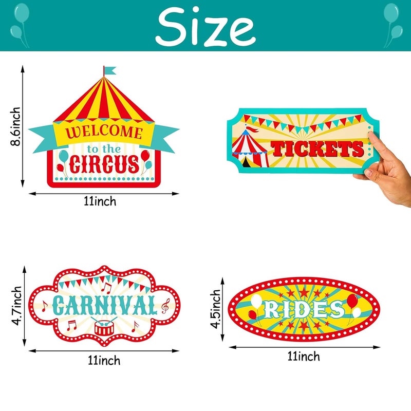 Skylety 20 Pieces Circus Carnival Party Direction Signs Circus Sign Decor Circus Welcome Signs for Birthday Showman Themes Party Decoration Accessories - Image 2