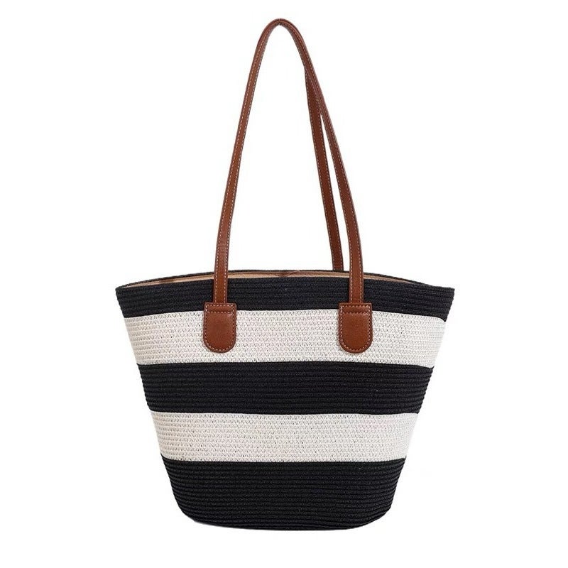 Holiday New Straw All-Match Woven Large Capacity Bag Women Shoulder Bag High Commuter Bag Tote Bag - Image 4