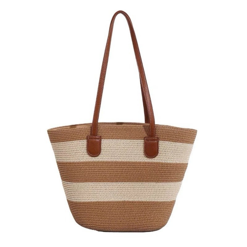 Holiday New Straw All-Match Woven Large Capacity Bag Women Shoulder Bag High Commuter Bag Tote Bag - Image 5