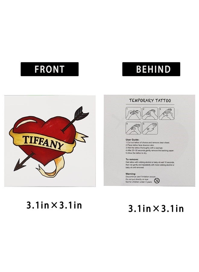 Pandecor Bride Heart Tiffany Heart Temporary Tattoos Stickers for Halloween Costume Cosplay (heart tattoos and necklace) - Image 1