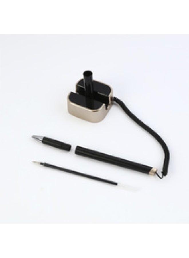 Ballpoint pen attached to a base with a flexible plastic strip extending over 180CM. The base is fixed to the table surface with an adhesive strip attached to it. - Image 2