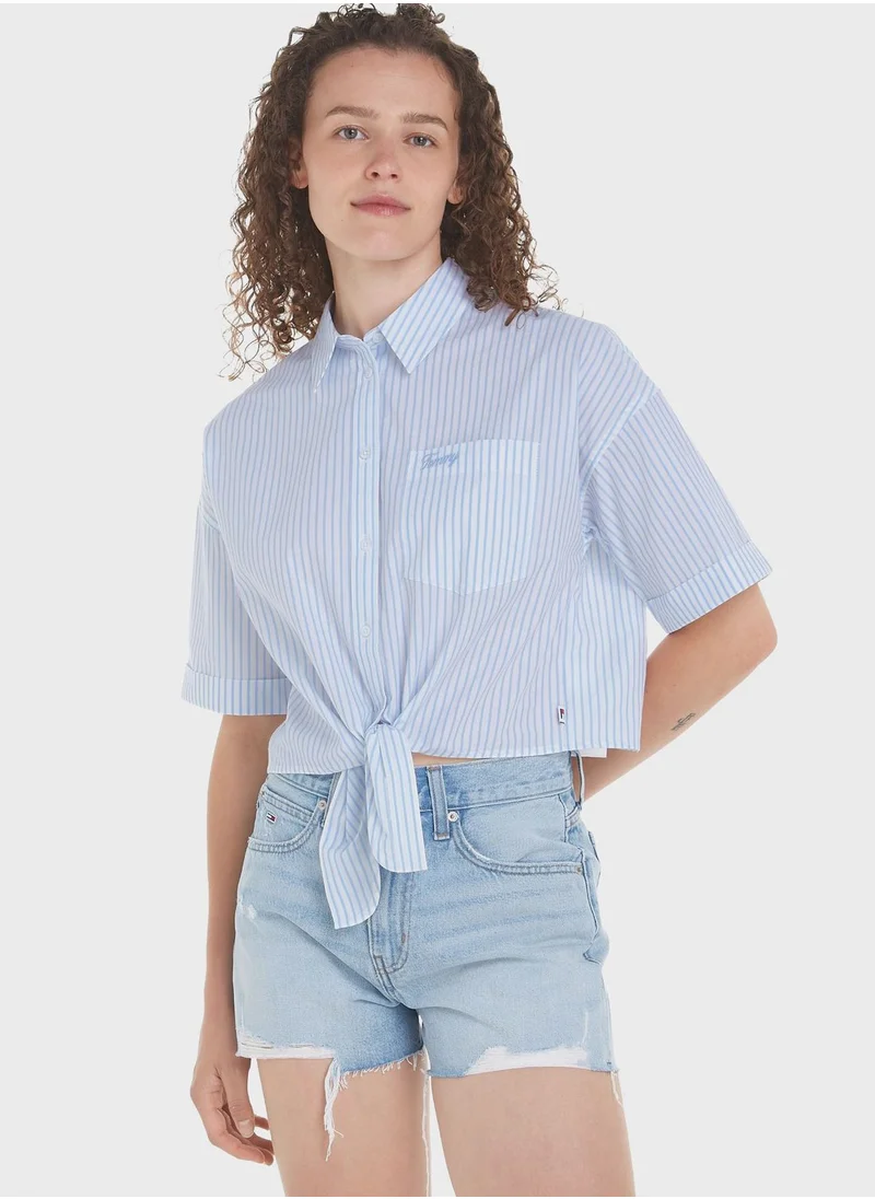 TOMMY JEANS Front Knot Button Down Shirt