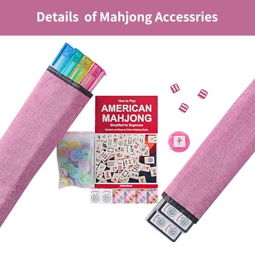 GUSTARIA American Mahjong Set166 Quality Acrylic Tiles with Colorful Prints 4 AllinOne Color RackPushers Complete Mahjong Game Set with Carrying Bag - Image 5