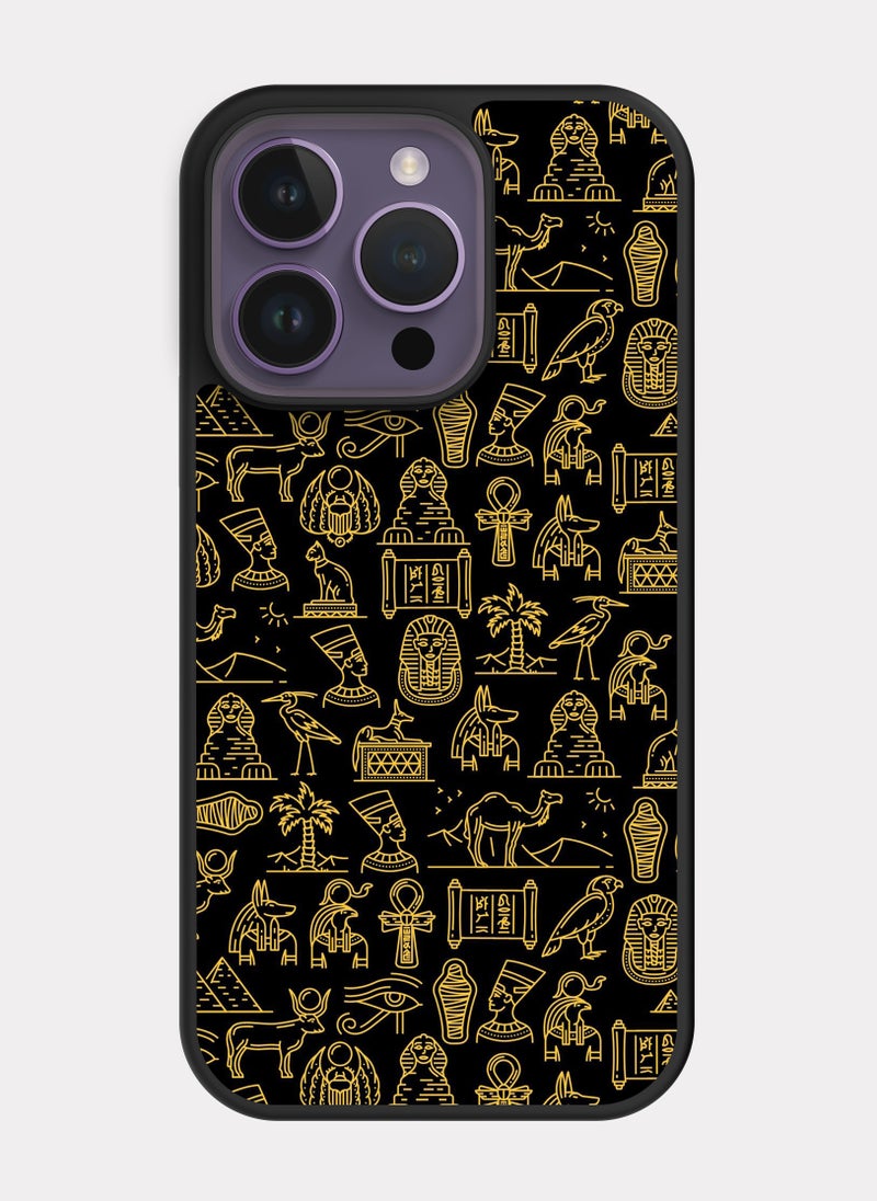 PXLAAT iPhone 14 Pro case cover Pharaonic Pattern  - Image 1