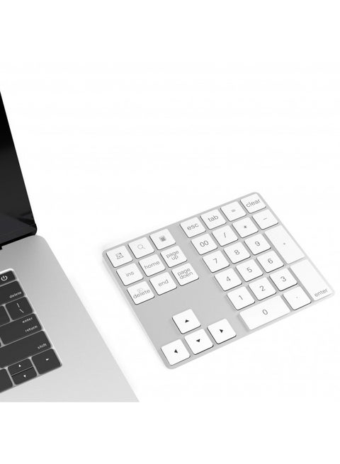 Bluetooth Numeric Keypad with Multiple Shortcuts 34-Keys Number Pad Wireless Portable Slim Number Pad for iPad/Mac/Laptop/PC Compatible with Windows Android iOS System