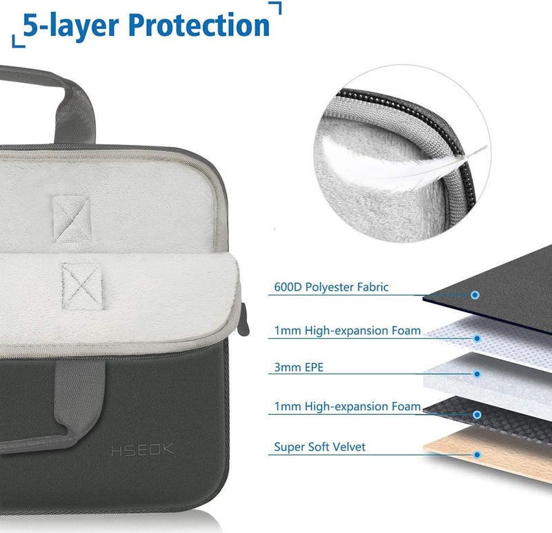 هسيوك حقيبة D02G01 مقاس 13-13.3 بوصة لـ MacBook Pro 14 بوصة M5/M4/M3/M2/M1 وجميع موديلات MacBook Air/Pro 13 بوصة، XPS 13/14، حقيبة كمبيوتر محمول مقاومة للماء مع حقيبة صغيرة - Image 3