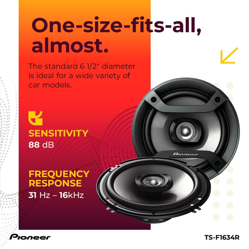 PIONEER F-Series TS-F1634R 6.5â€ 2-Way Speakers (Pair) â€“ 200W Max, Balanced Sound + Smooth Treble, Great Stock Replacement, High-Efficiency Speaker Designed for OEM Power - Image 5
