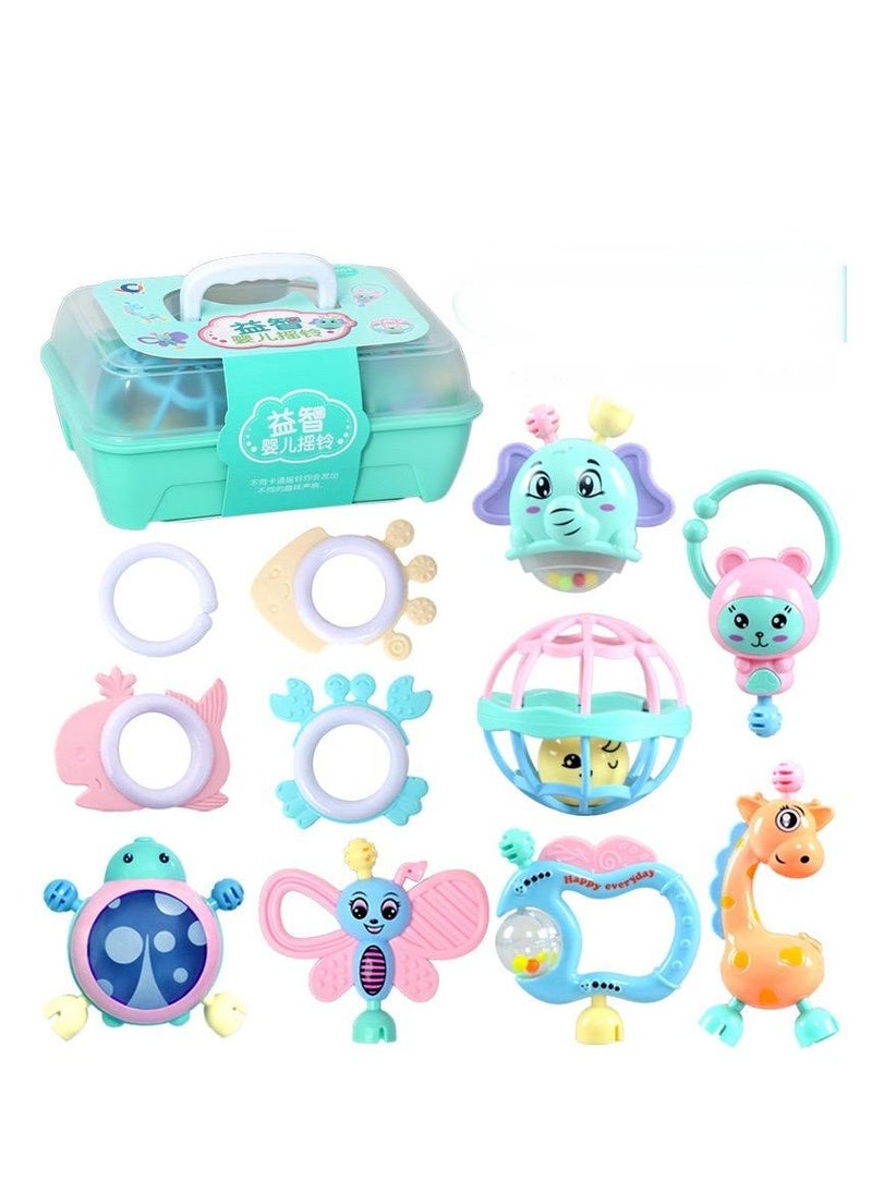 Hanayo - 11-Piece Multi-Shaped Baby Rattle Toy Set With Storage Box - Image 1