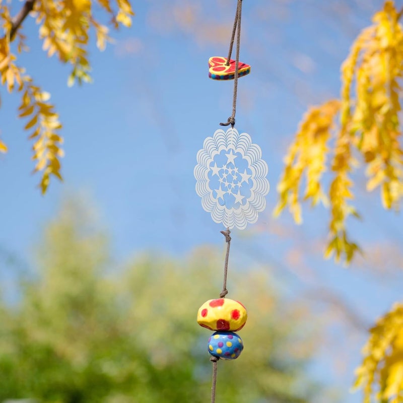 Lurrose 2pcs Stainless Steel 3D Quiet Wind Chimes Star Pendant for Outdoor Garden Yard and Balcony Hanging Decor - Image 4