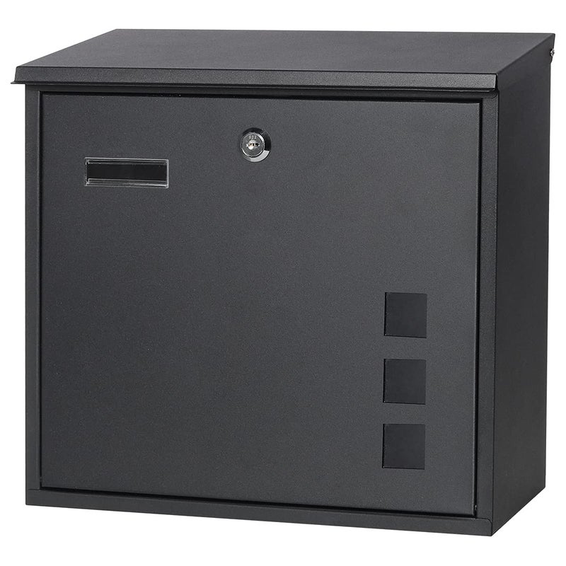 Decaller Metal Wall Mounted Mailboxes with Key Lock Large Mail Box with View Window Black