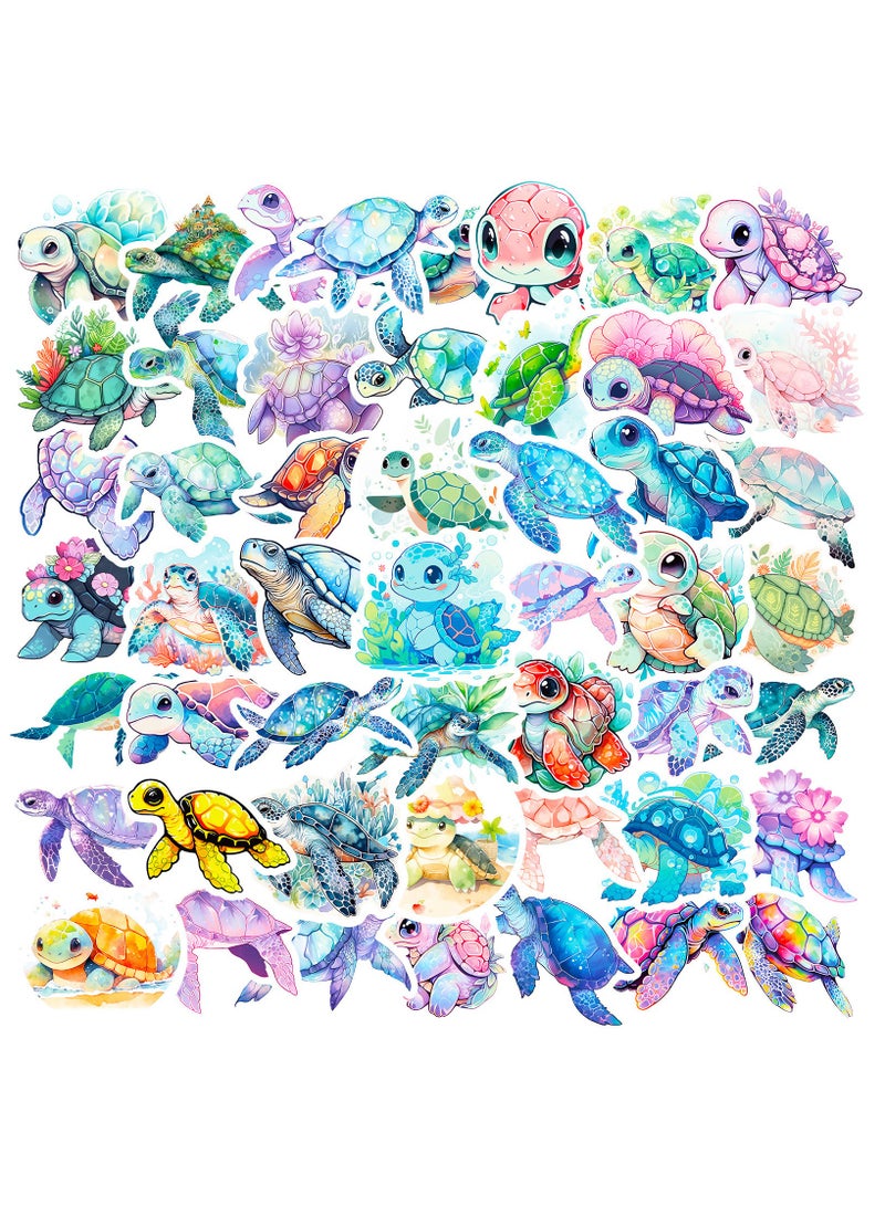 100 قطعة من ملصقات السلاحف البحرية اللطيفة على شكل حيوانات المحيط من الفينيل ملصقات جميلة ملونة على شكل سلحفاة بحرية للأطفال والبالغين وزجاجة المياه والهاتف والتزلج والجيتار والأمتعة - Image 5