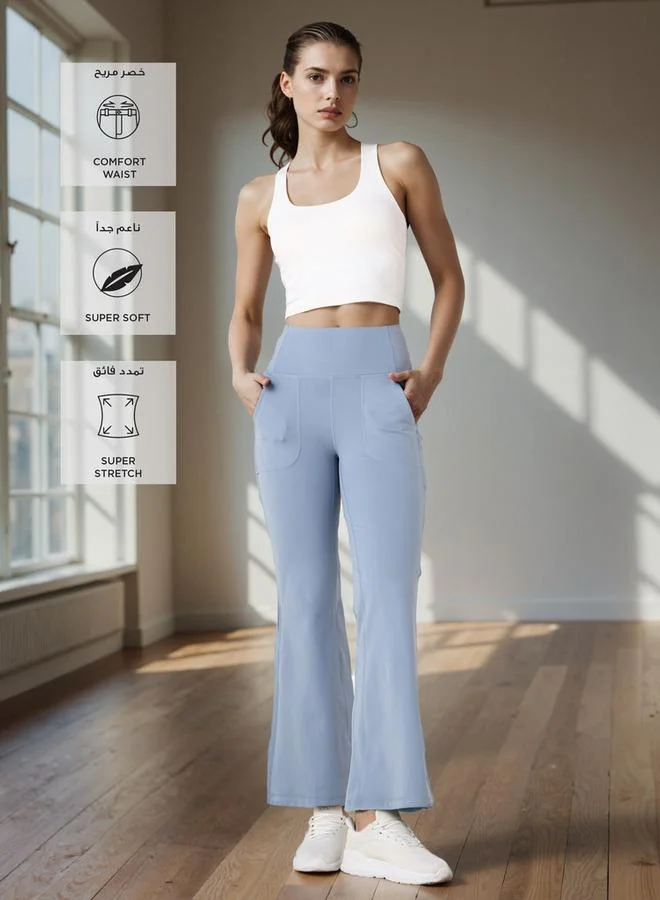 ADOT by Splash Wide Leg Pants with Elasticated Waistband and Pockets