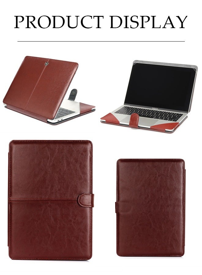 Notebook Sleeve Bag, Compatible with MacBook Air 13 inch Case , PU Leather Case Portfolio Protective Stand Cover Sleeve, Brown - Image 5