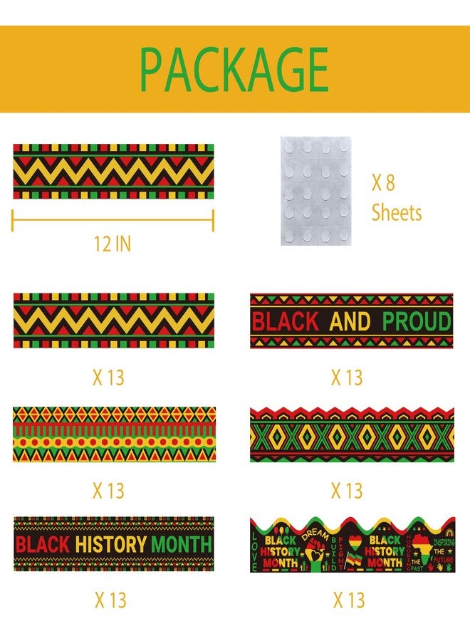 Joffetii 75Ft Black History Month Bulletin Board Borders, African American Inspirational Festival Borders Kente Classroom Chalkboard Borders Kwanzaa Juneteenth Party Decor for School Home Wall Door - Image 2