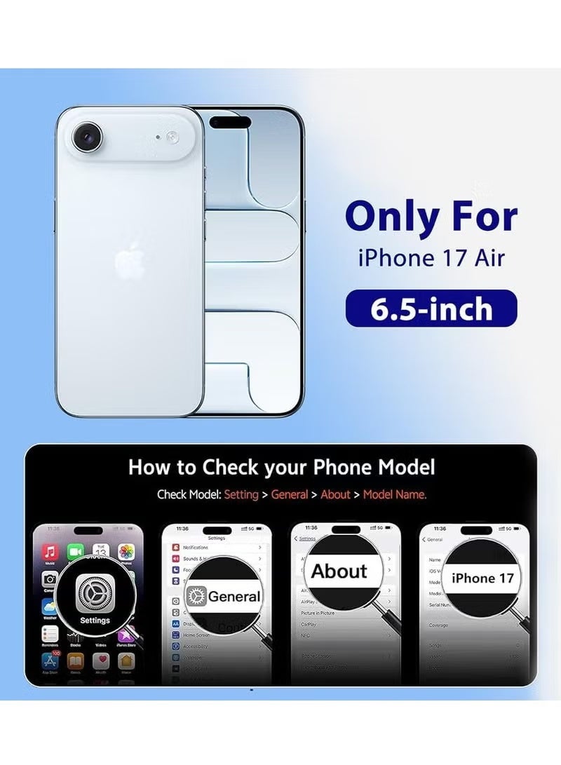 ELTRAZONE iPhone 17 Air Clear Case Compatible With MagSafe 6.5-inch | Shockproof Crystal Clear Transparent Cover with Tempered Glass Screen Protector | Anti-Yellowing, Scratch-Resistant, Ultra-Slim, Lightweight Protective Back Case for iPhone 17 Air – Full HD Glass - Image 2