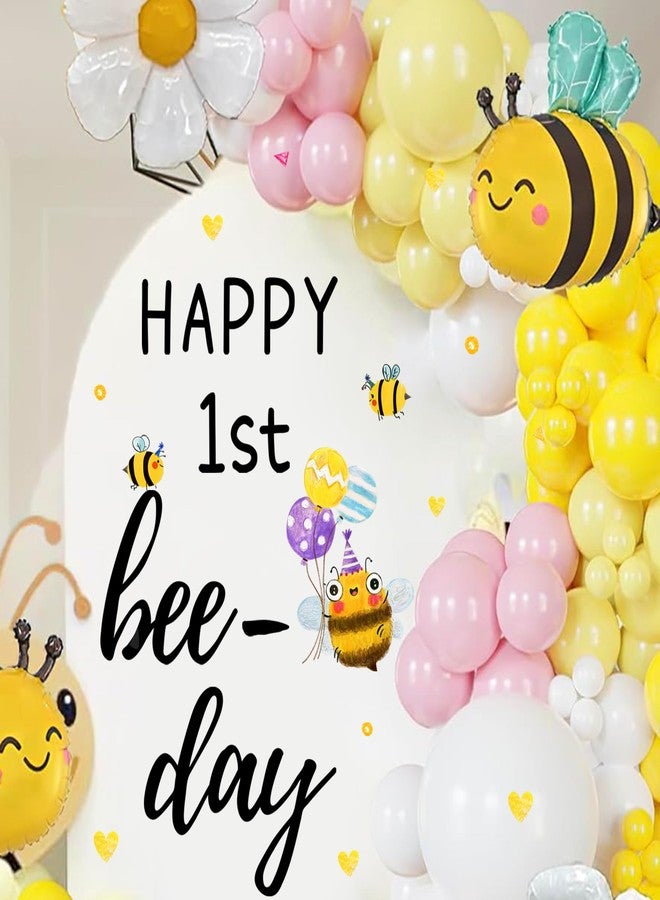 kokolap First Bee Birthday Party Decorations Signs for Backdrop Happy 1st Bee Day Party Decor Vinyl Stickers Bumble Bees Themed Balloon Arch Signs for Baby Shower Baby Girls Boys 1st Birthday Banner Supplies - Image 2