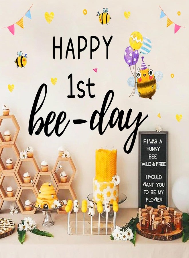 kokolap First Bee Birthday Party Decorations Signs for Backdrop Happy 1st Bee Day Party Decor Vinyl Stickers Bumble Bees Themed Balloon Arch Signs for Baby Shower Baby Girls Boys 1st Birthday Banner Supplies - Image 5