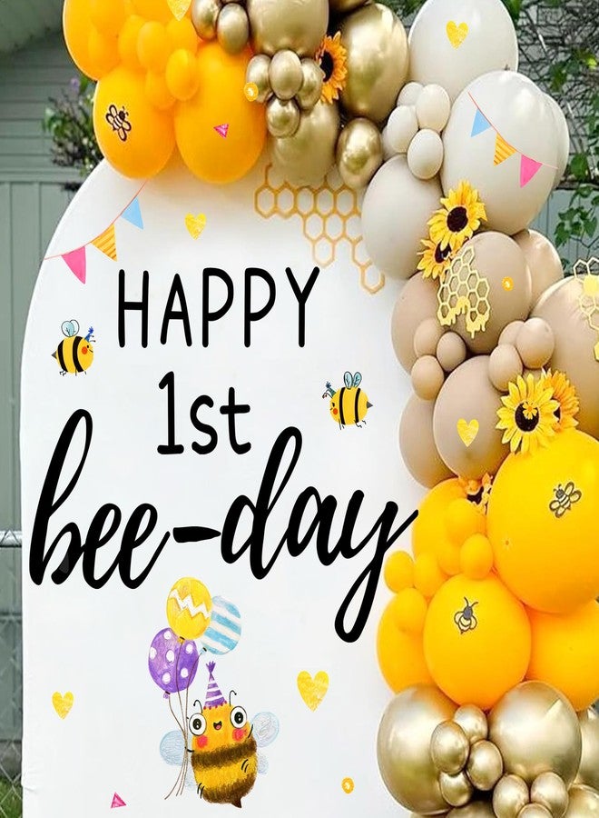 kokolap First Bee Birthday Party Decorations Signs for Backdrop Happy 1st Bee Day Party Decor Vinyl Stickers Bumble Bees Themed Balloon Arch Signs for Baby Shower Baby Girls Boys 1st Birthday Banner Supplies - Image 1