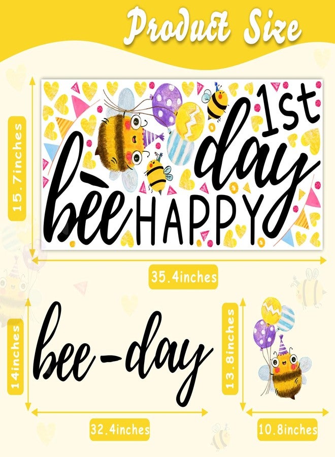 kokolap First Bee Birthday Party Decorations Signs for Backdrop Happy 1st Bee Day Party Decor Vinyl Stickers Bumble Bees Themed Balloon Arch Signs for Baby Shower Baby Girls Boys 1st Birthday Banner Supplies - Image 3
