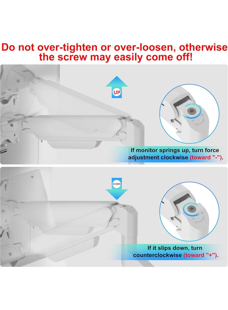 ETHU Monitor Arm, Heavy Duty Monitor Desk Mount with Gas Spring for 17-38 Inch Screens, Hold 2-12KG, Full Motion VESA Monitor Stand with Dual Installation for Office & Home - Image 4