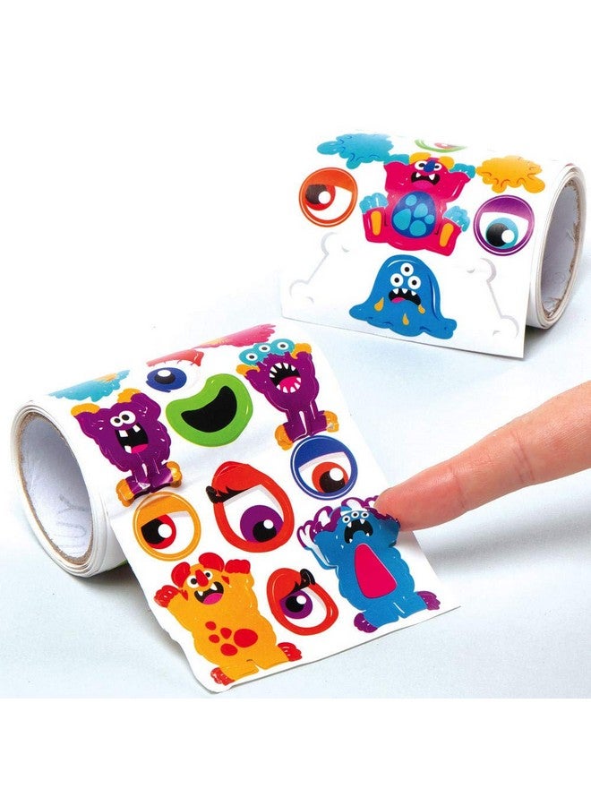 Baker Ross AX252 Monster Bunch Sticker Rolls - Pack of 600, Kids Stickers, Ideal for Children's Arts and Crafts Projects, Great for Card Making and Scrapbooking, Halloween Stickers - Image 1