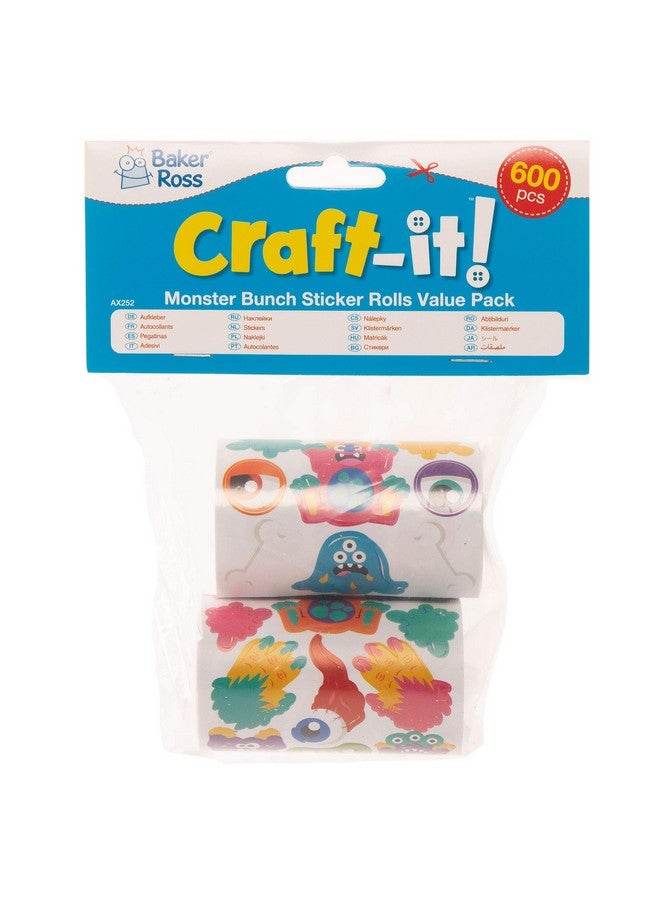 Baker Ross AX252 Monster Bunch Sticker Rolls - Pack of 600, Kids Stickers, Ideal for Children's Arts and Crafts Projects, Great for Card Making and Scrapbooking, Halloween Stickers - Image 5