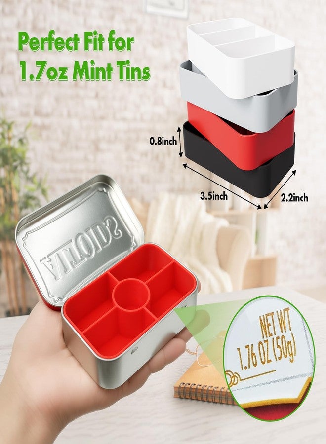 Wzporzst 4-Pack Tin Organizer Inserts Compatible with Altoids 1.76oz Mint Tins - Ideal Dividers for Personal Essentials, Travel Storage of Pills, Jewelry, Art Supplies, or Fishing Gear (Assorted Colors) - Image 3